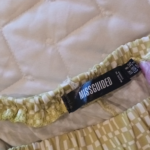 Missguided Pants Women’s 4 Green Satin Pull On Wide Leg High Rise - Picture 4 of 5